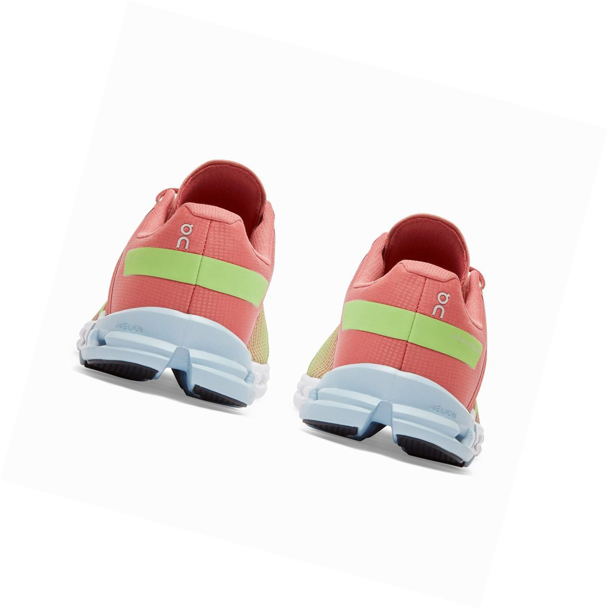 On Cloudflow Straßenlaufschuhe Damen Grün Rosa | 7395-USCRG