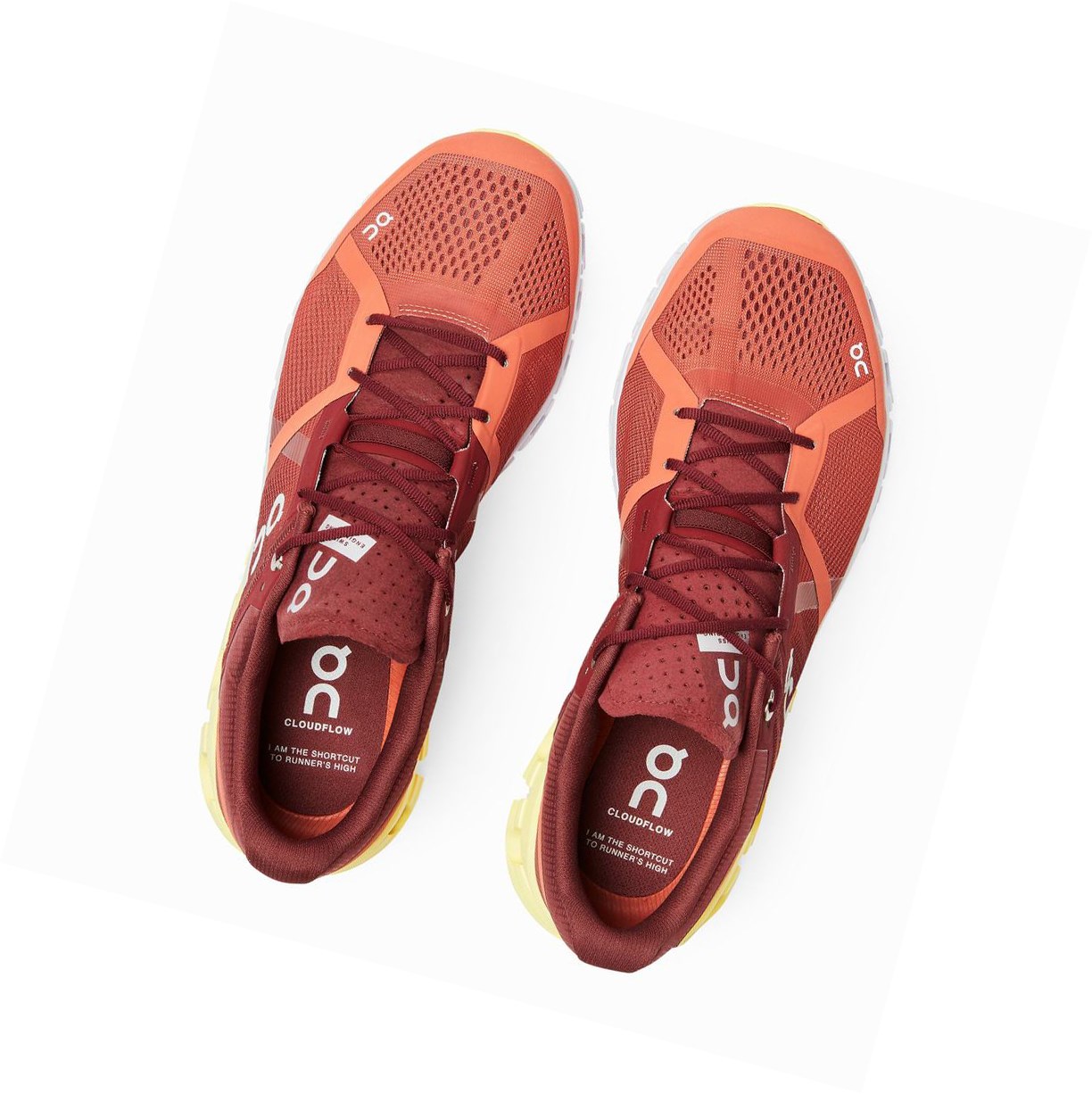 On Cloudflow Straßenlaufschuhe Herren Rot Hellgrün | 9602-ILHYT