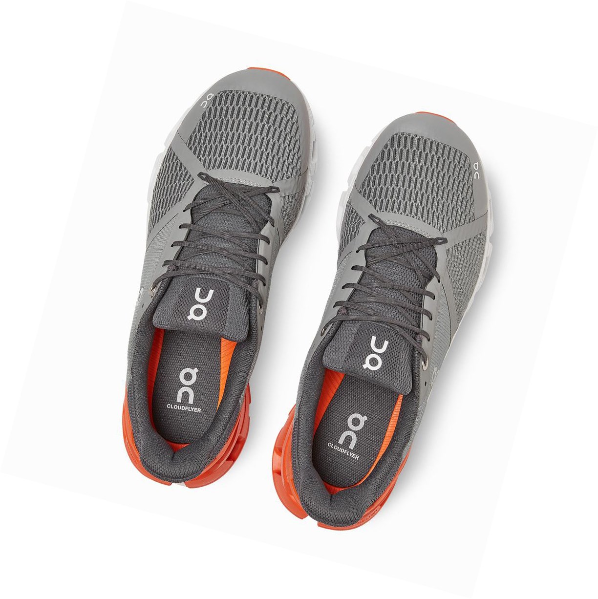 On Cloudflyer Straßenlaufschuhe Herren Grau Orange | 5638-ATSZC