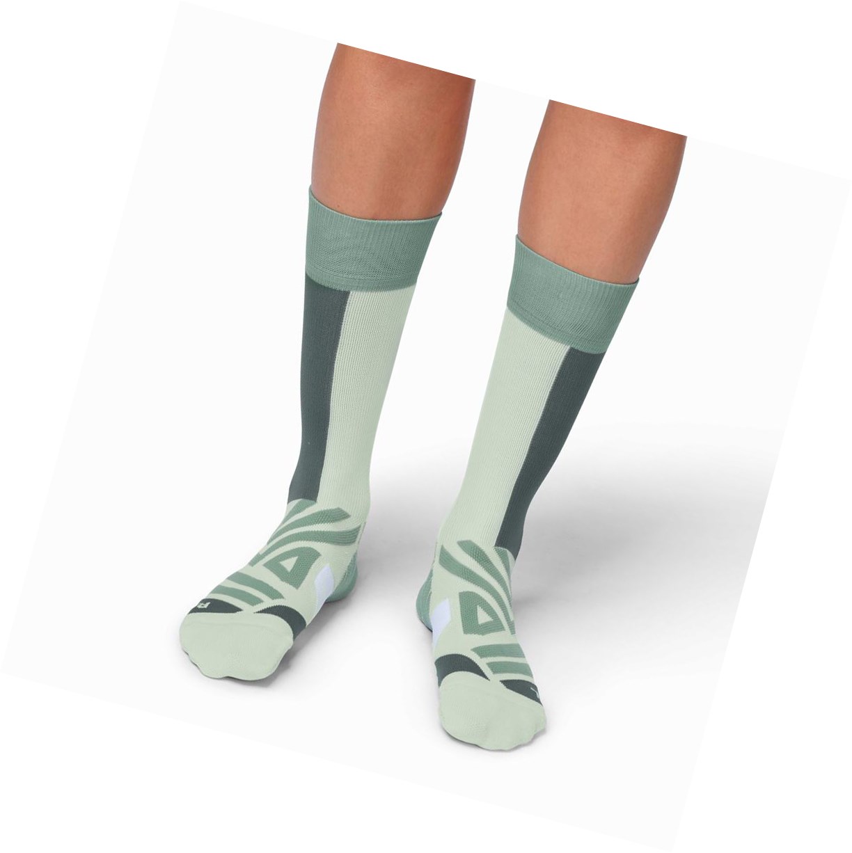 On High Laufsocken Damen Grün Weiß | 7253-OYRUJ