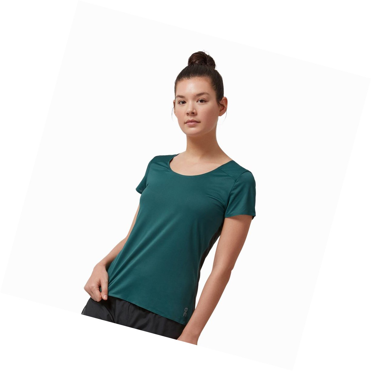 On Performance Long-T T-shirts Damen Grün Schwarz | 3756-WVSJM