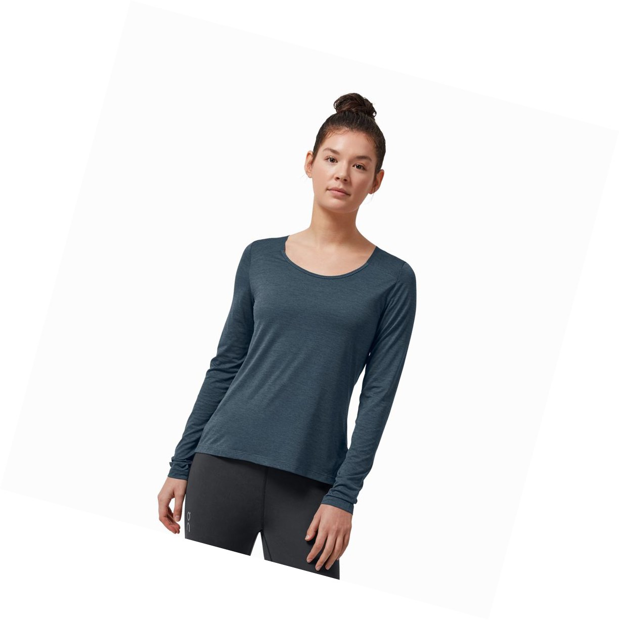 On Performance Long-T T-shirts Damen Navy | 3467-FCJPD