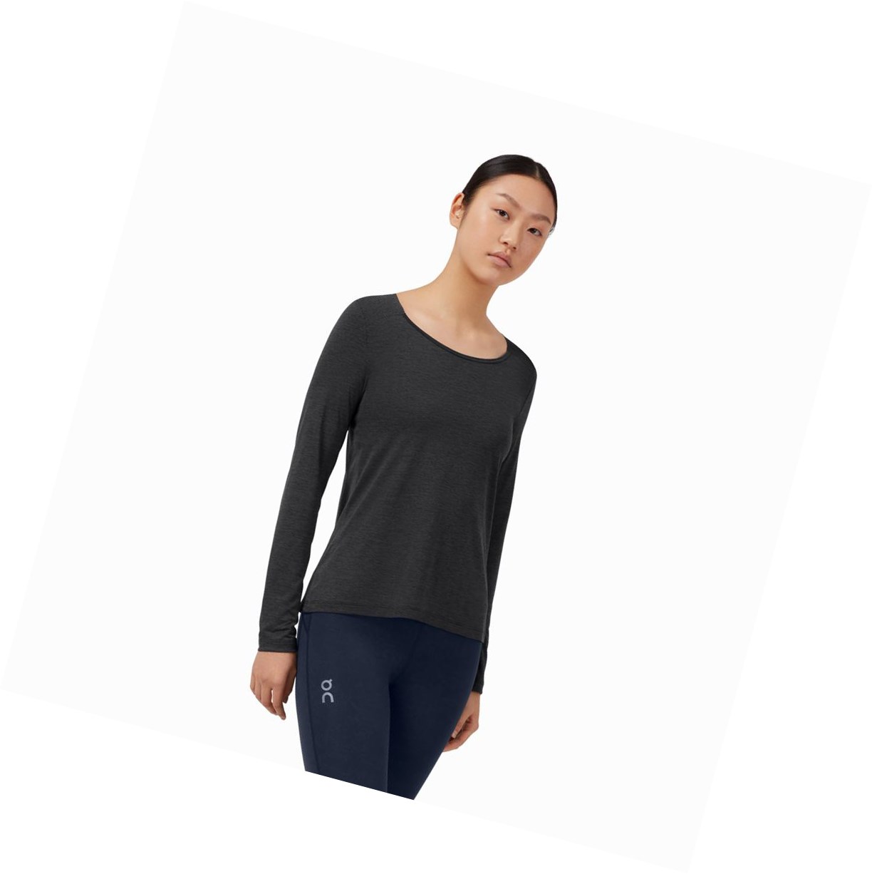 On Performance Long-T T-shirts Damen Schwarz | 1354-NDLKH