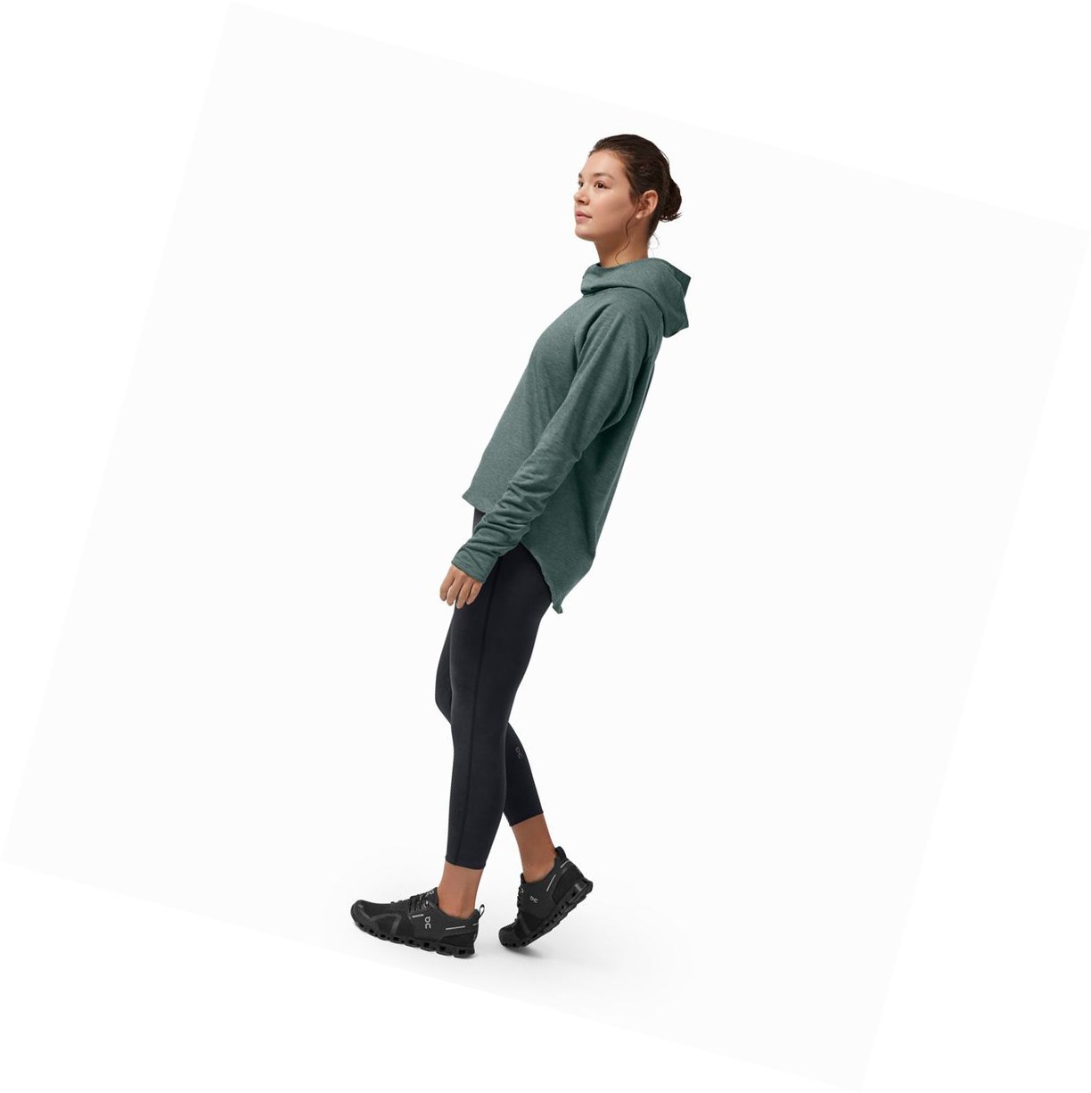 On Turn & Lauf Hoodie Damen Grün | 3154-JUWNC