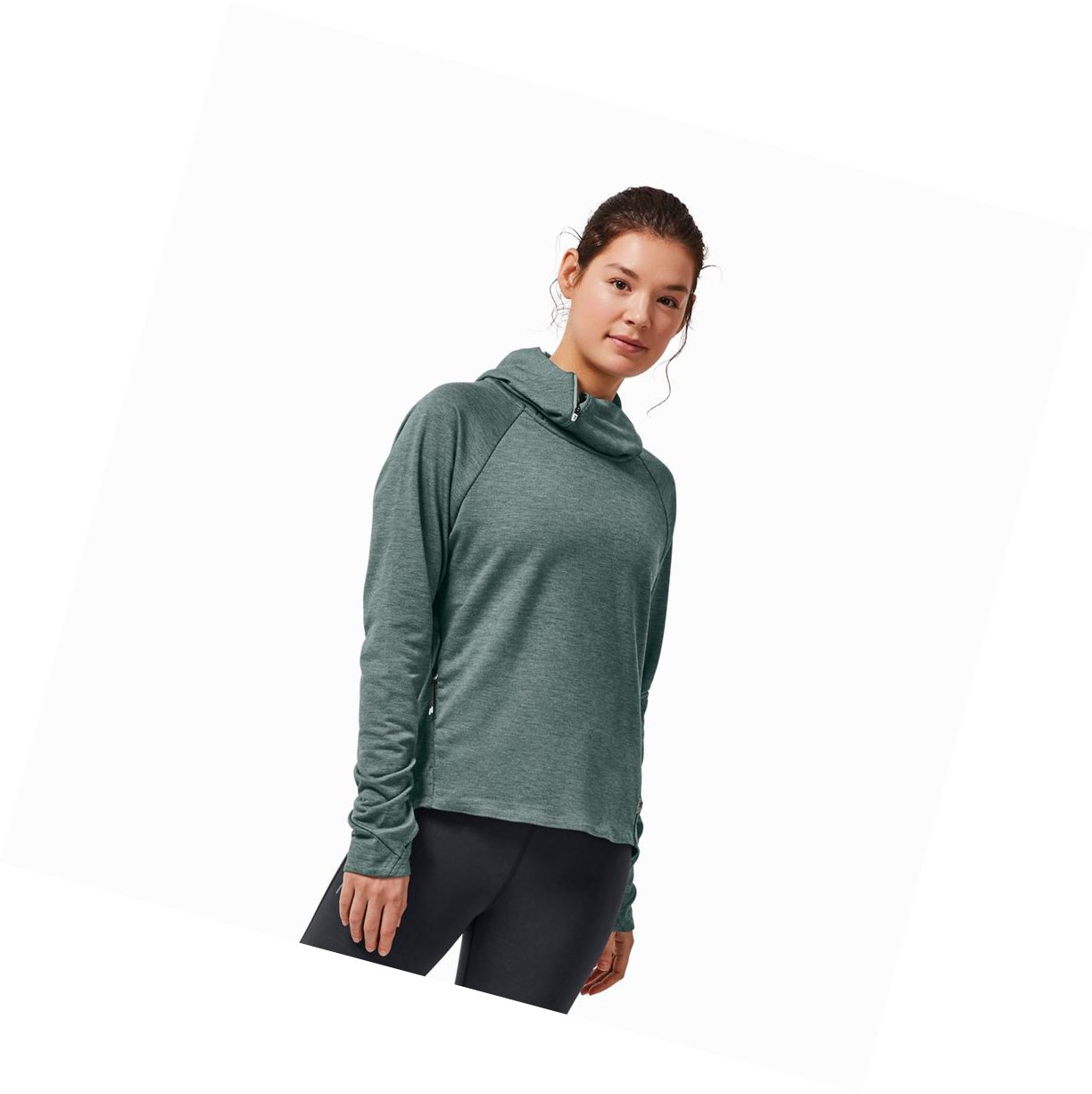 On Turn & Lauf Hoodie Damen Grün | 3154-JUWNC