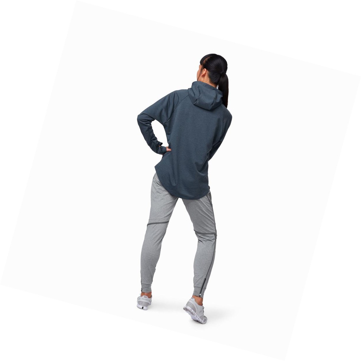 On Turn & Lauf Hoodie Damen Navy | 7326-UYSHQ