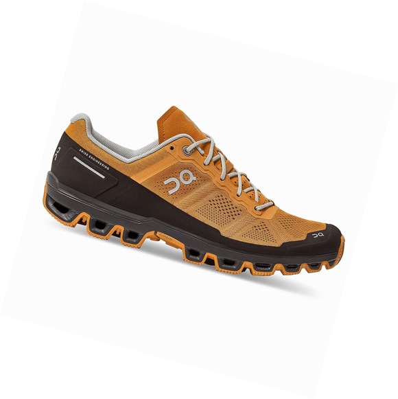 On Cloudventure Trailrunning Schuhe Herren Braun Gelb | 5603-BFOPL